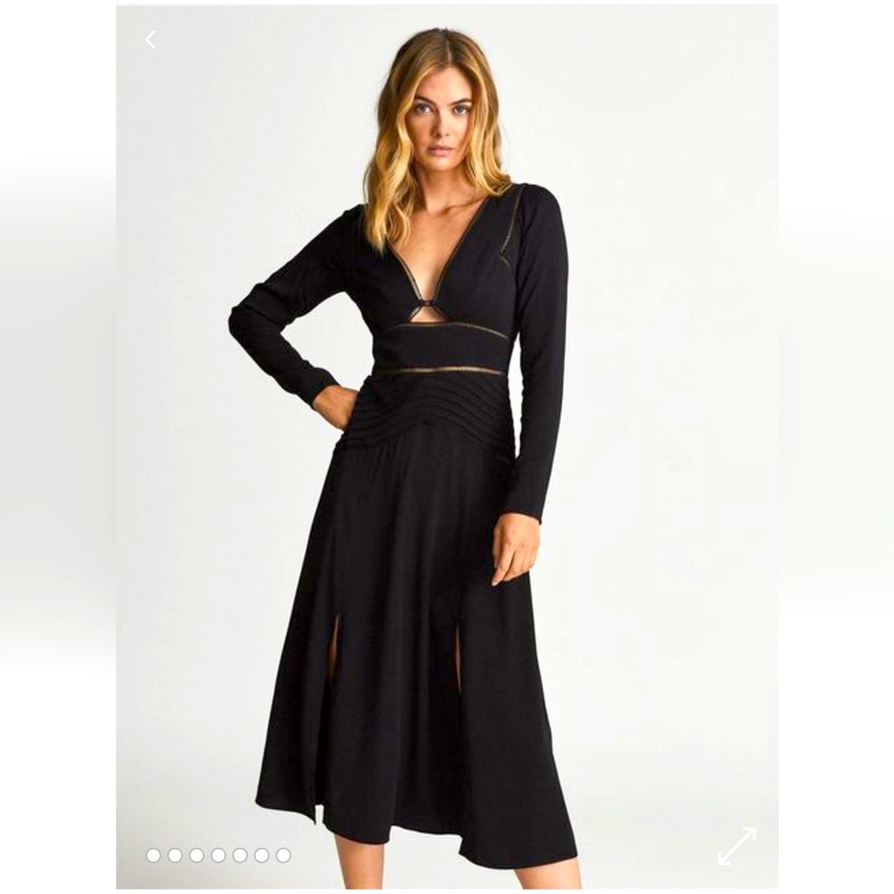 REISS - CIARA
LACE TRIMMED MIDI DRESS - black- size 12 (US) 16 (UK) NWT